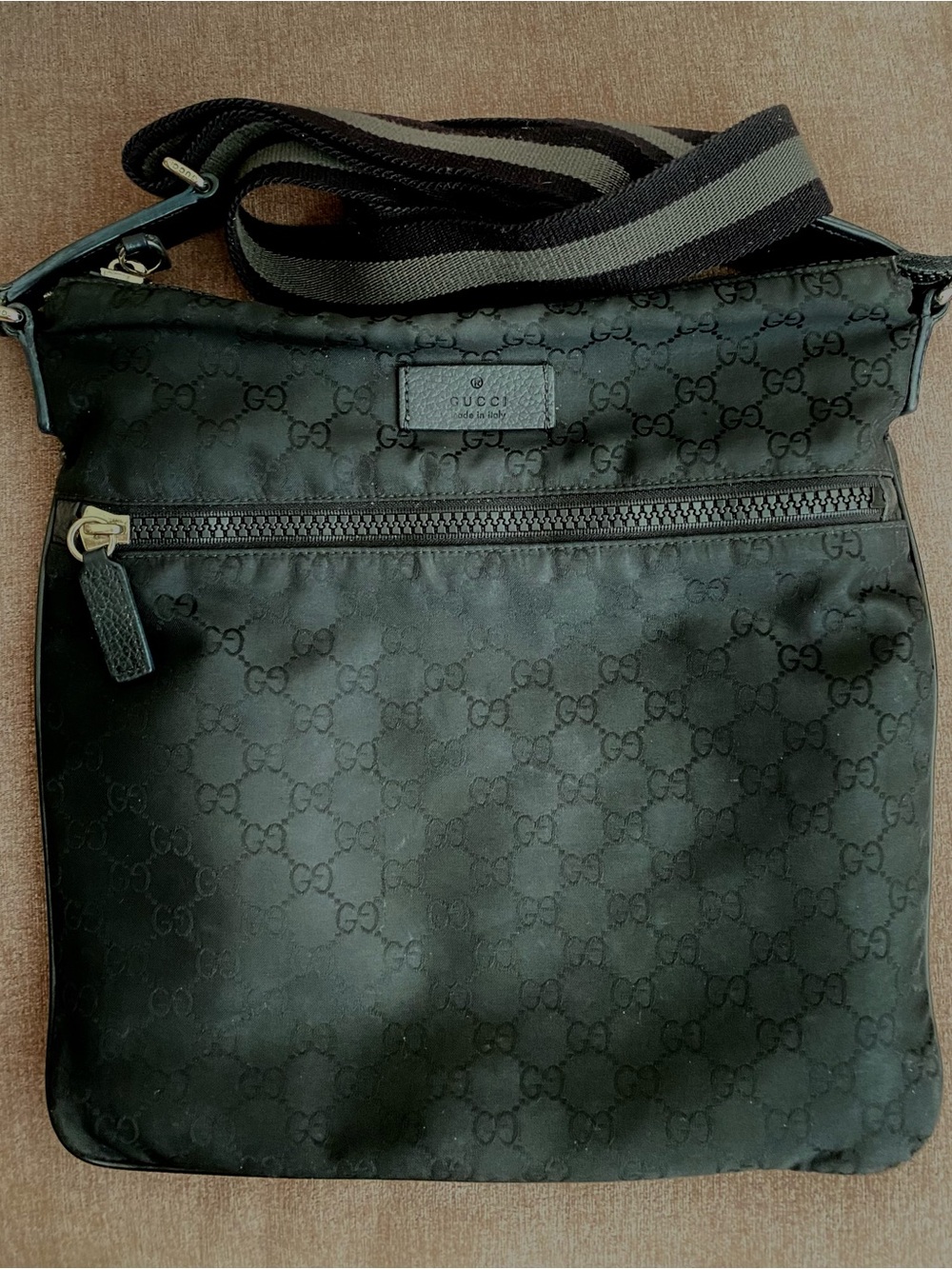 Gucci Black Monogram Crossbody/Nylon Messenger Bag